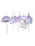 Unicorn si norisori, set 5 lumanari mici