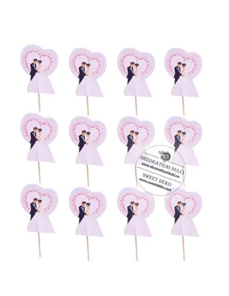 Mini topper Mire si mireasa (12buc/set)