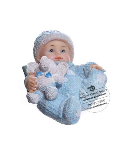 Baietel cu elefantel, cake topper din rasina durificata