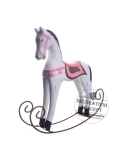 Decor din lemn cal balansoar cu roz