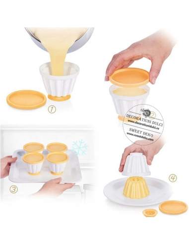 Forma budinca, panna cotta, jeleu (4 cupe)