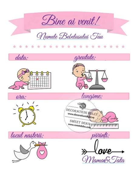 Imagine comestibila, Certificat de bebelus - Fetita