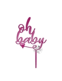 Topper pentru tort Oh Baby si inimioara