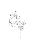 Topper pentru tort Oh Baby si inimioara 2
