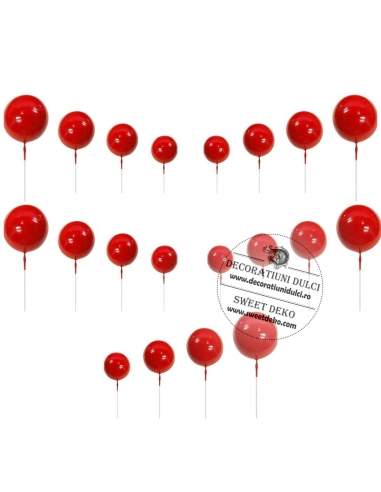 Sfere rosii decor tort, decor necomestibil (20buc/set)