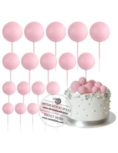 Sfere roz baby, decor necomestibil (20buc/set)