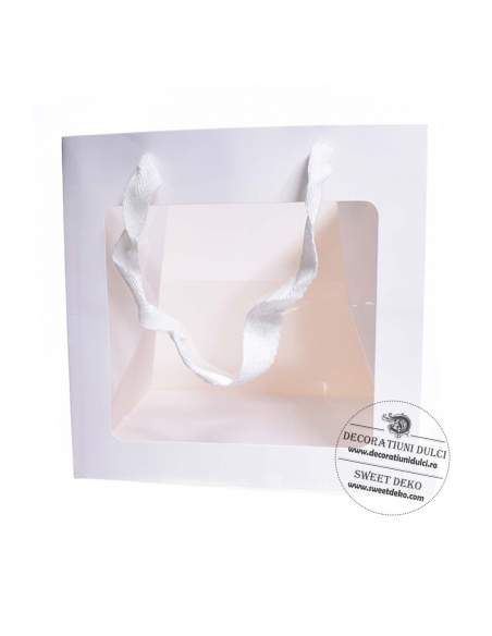 Sacosa cadou alba cu fereastra