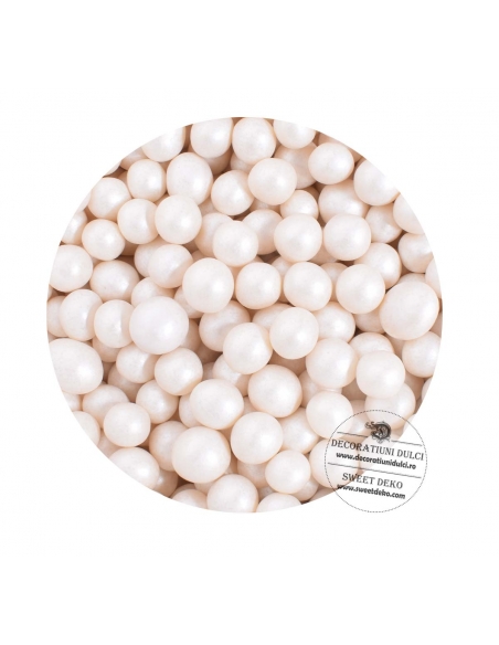 Perle din orez expandat, imbracate in compound alb (500g)