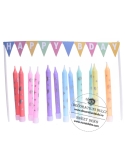 Set 12 lumanari pastel si banner Happy Birthday