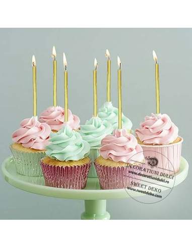 Lumanari subtiri aurii pentru tort (6buc/set)