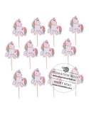 Mini toppers din carton unicorn curcubeu (12 buc/set)