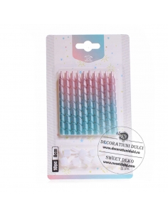 Lumanari roz/bleu 8cm inaltime (10buc) cu decupaj spiralat 2