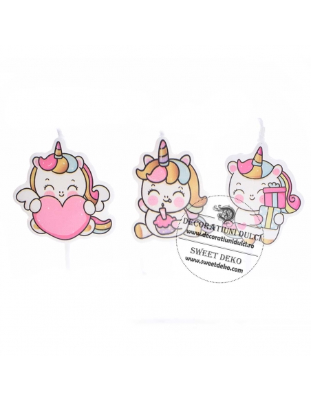 Lumanari baby unicorn (3buc/set)
