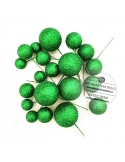 Set 20 Sfere verzi glitterate decor necomestibil pentru torturi