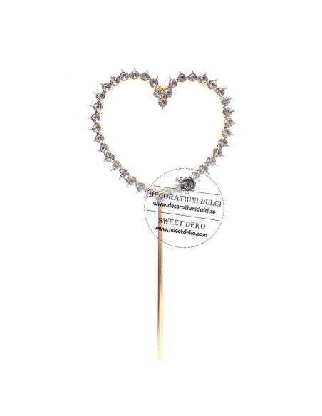 Mini topper inimioara aurie cu strasuri