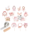Mini toppers din carton "Vis roz"