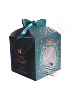 Cutiuta carton verde model Craciun (9x9cm) 2