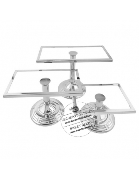 Set 3 suporturi dreptunghiulare argintii candy bar