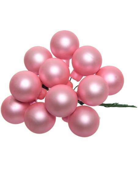 Globuri din sticla roz mat 2cm, set 12, Decoris