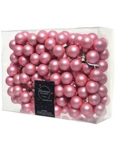 Globuri din sticla roz mat 2cm, set 12, Decoris 2