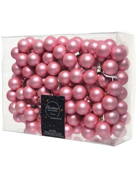 Globuri din sticla roz mat 2cm, set 12, Decoris