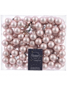 Globulete din sticla roz deschis mat 2cm, set 12, Decoris 2