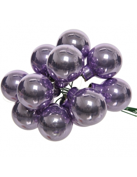 Globuri din sticla lila lucios 2.5cm, set 12, Decoris