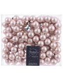 Globuri din sticla roz deschis mat 2.5cm, set 12, Decoris