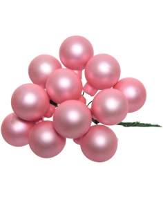 Sfere mici din sticla, lipstick pink mat 2.5cm Decoris