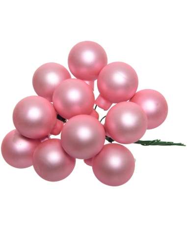 Sfere mici din sticla, lipstick pink mat 2.5cm Decoris