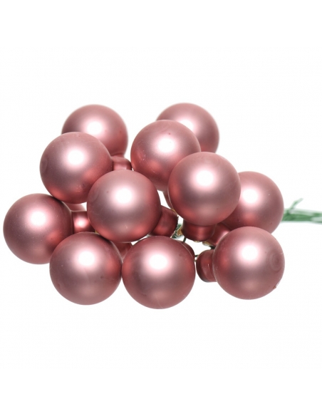 Globuri din sticla roz vintage mat 2.5cm, set 12, Decoris