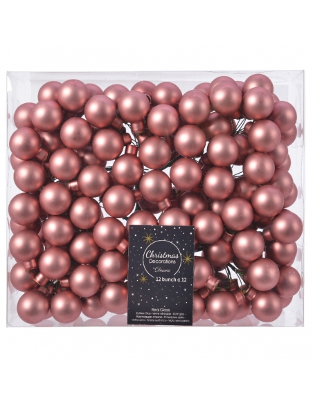 Globuri din sticla roz vintage mat 2.5cm, set 12, Decoris