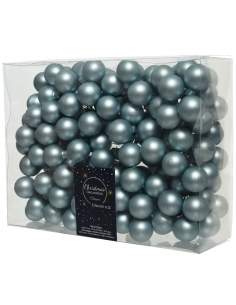 Buchetel 12 globuri din sticla misty blue mat 2.5cm cu sarmulita Decoris 2