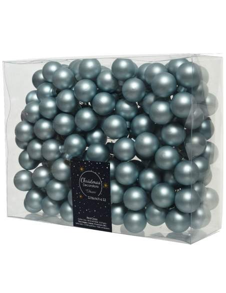 Buchetel 12 globuri din sticla misty blue mat 2.5cm cu sarmulita Decoris