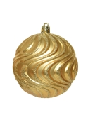 Glob  de Craciun pt decor brad shatterproof wavy glitter gold 8cm Decoris