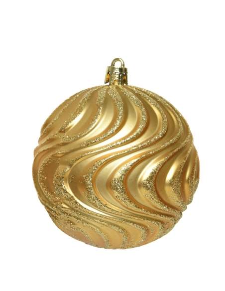 Glob  de Craciun pt decor brad shatterproof wavy glitter gold 8cm Decoris