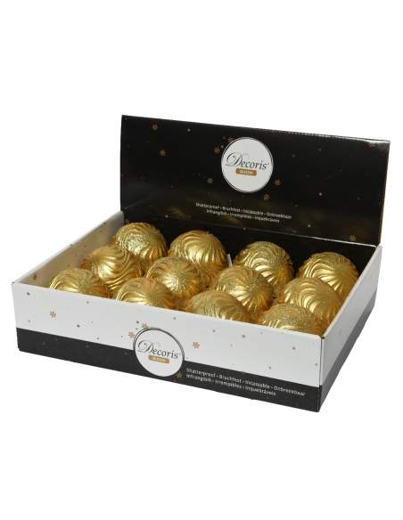 Glob  de Craciun pt decor brad shatterproof wavy glitter gold 8cm Decoris