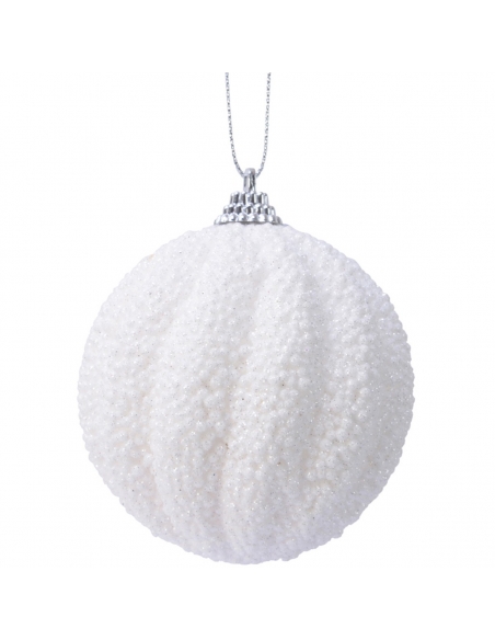 Glob Craciun pt decor brad wavy snowy white 8cm Decoris