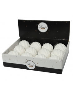 Glob Craciun pt decor brad wavy snowy white 8cm Decoris 2