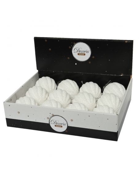 Glob Craciun pt decor brad wavy snowy white 8cm Decoris