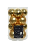 Set 16 globuri din sticla light gold matt + shiny 3.5cm Decoris