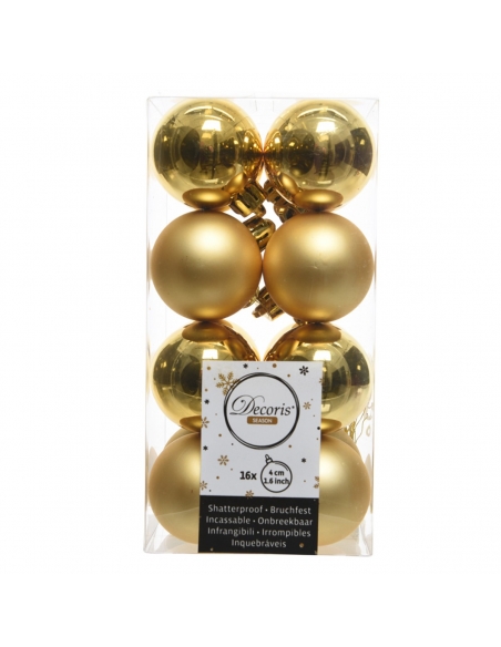 Set 16 globuri shatterproof gold asortate 4cm Decoris
