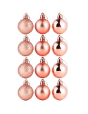 Set 12 globuride Craciun rose pink 3 modele asortate, 3cm din plastic la tub