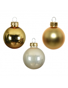 Set 16 globuri din sticla pearl/gold shades matt + shiny 3.5cm Decoris 2