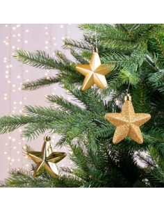 Set 6 globuri de Craciun stelute aurii shatterproof 7.5cm Decoris 2