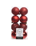 Set 16 globuri shatterproof red asortate 6cm Decoris
