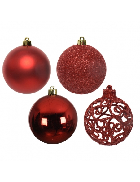Set 16 globuri shatterproof red asortate 6cm Decoris