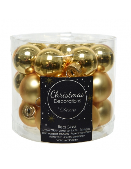 Set 24 globuri din sticla gold matt + shiny 2.5cm Decoris
