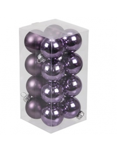 Set 16 globuri din sticla royal purple, 2 modele 3.5cm