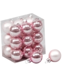 Set 18 globuri din sticla roz deschis mat+lucios 3cm